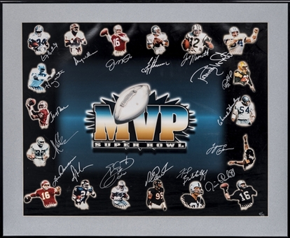 Super Bowl MVPs Multi Signed 27x22 Framed Photo (LE 4/32) (Beckett)